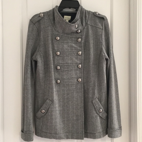 Nordstrom Rubbish Gray Double Breasted Military Style soft cotton Jacket Blazer - Picture 4 of 10